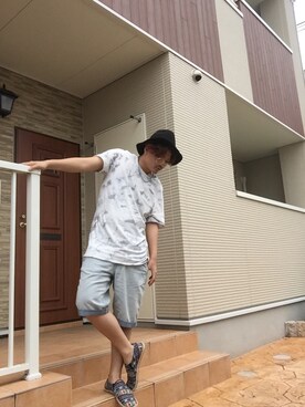 「H&M（エイチ・アンド・エム）のアイテム（その他シューズ）」を使った、Kenta Suzukiさん（メンズ・171cm）の夏コーディネート