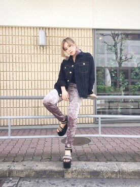 「FIG&VIPER（フィグアンドバイパー）のアイテム（デニムジャケット）」を使った、kumikoさん（レディース・158cm）の秋コーディネート