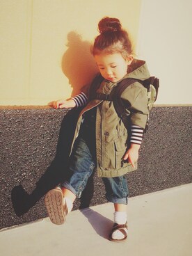 「babygap」｜「アイテム（ミリタリージャケット）」を使った、#1683☺︎さん（キッズ・90cm）の春コーディネート
