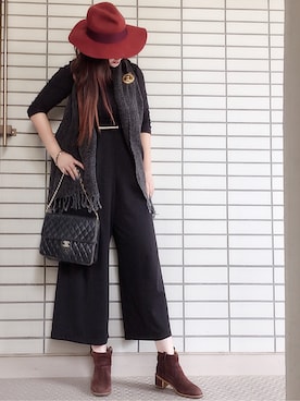 「シャネル」｜「アイテム（オールインワン・サロペット）」を使った、kさん（レディース・161cm）の冬コーディネート