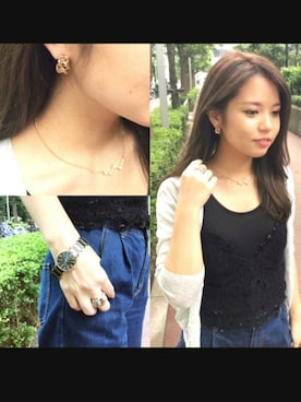 「アイテム（ゴールド系）」を使った、yurikaさん（レディース・158cm）の夏コーディネート