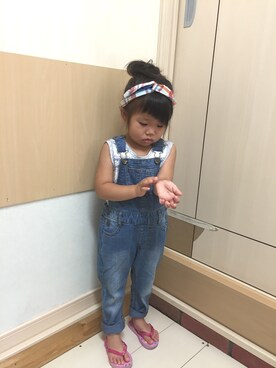 「GLOBAL WORK（グローバルワーク）のアイテム（オールインワン・サロペット）」を使った、cocoroさん（キッズ・90cm）の夏コーディネート