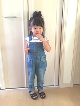 「GLOBAL WORK（グローバルワーク）のアイテム（オールインワン・サロペット）」を使った、cocoroさん（キッズ・90cm）の夏コーディネート