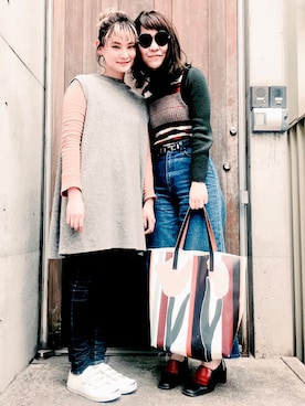 「MONKI（モンキ）のアイテム（ベスト）」を使った、koyukiさん（レディース・167cm）の春コーディネート