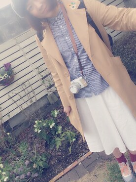 「カメラ女子」｜「アイテム（トレンチコート）」を使った、ちゃめさん（レディース・165cm）の春コーディネート