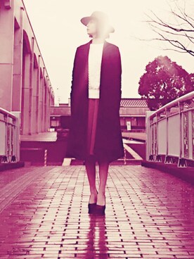 「ジーユーコーデ」｜「アイテム（チェスターコート）」を使った、杏さん（レディース・163cm）の冬コーディネート