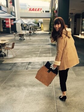 「Ray BEAMS（レイビームス）のアイテム（ムートンコート）」を使った、suzukihoさん（レディース・160cm）の冬コーディネート