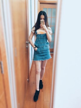 「skirt」｜「アイテム（ワンピース/ドレス）」を使った、HaloJackieさん（レディース・163cm）の春コーディネート