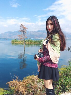 「lady」｜「アイテム（ブーツ）」を使った、HaloJackieさん（レディース・163cm）の冬コーディネート