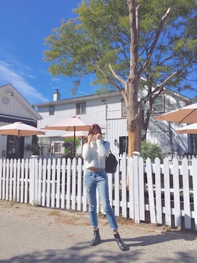 「travel」｜「アイテム（ニット/セーター）」を使った、HaloJackieさん（レディース・163cm）の秋コーディネート
