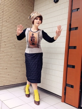 「猫」｜「アイテム（ハンチング/ベレー帽）」を使った、aiさん（レディース・156cm）の秋コーディネート