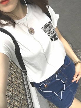 「デニムスカートINスタイル」｜seraさん（レディース・163cm）の夏コーディネート