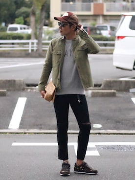 「アイテム（クラッチバッグ）」を使った、momoさん（メンズ・180cm）の秋コーディネート