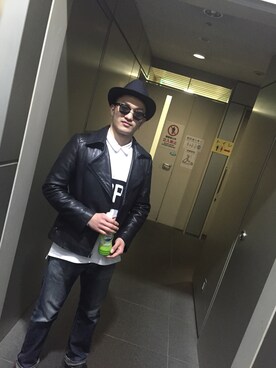 「アイテム（ライダースジャケット）」を使った、畠山 大輔さん（メンズ・170cm・20代）の春コーディネート