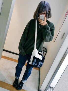 「B.L.U.E（ビーエルユーイー）のアイテム（パンツ）」を使った、ざわ。さん（レディース・165cm）の秋コーディネート