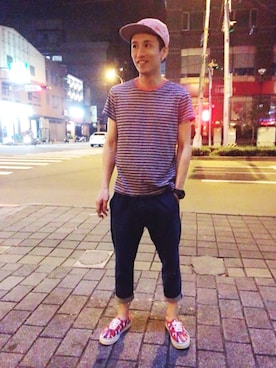 「LESS（レス）のアイテム（キャップ）」を使った、周さん（メンズ・170cm）の春コーディネート