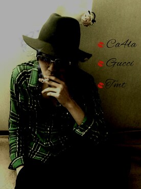 「hat」｜「アイテム（その他）」を使った、naki。さん（メンズ・175cm）の冬コーディネート