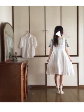 「AS KNOW AS PINKY（アズノゥアズピンキー）のアイテム（Tシャツ/カットソー、グレー系）」を使った、ふぅさん（レディース・149cm）の春コーディネート