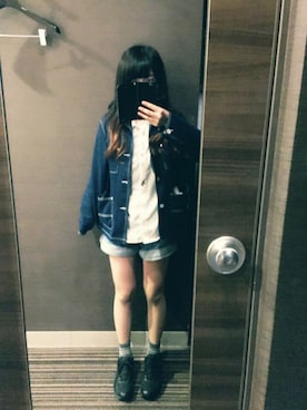 「chambre de charme（シャンブルドゥシャーム）のアイテム（デニムジャケット）」を使った、ふぅさん（レディース・149cm）の春コーディネート