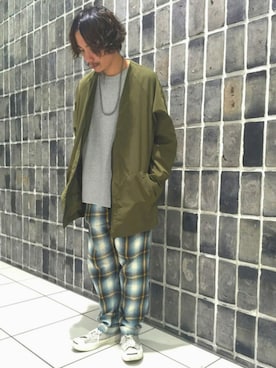 「BEAUTY&YOUTH UNITED ARROWS（ビューティーアンドユースユナイテッドアローズ）のアイテム（ノーカラージャケット）」を使った、Yuuki Wadaさん（メンズ・170cm）の秋コーディネート