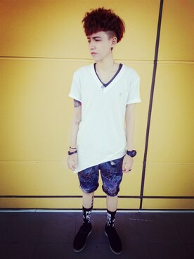 「アイテム（タイツ/ストッキング）」を使った、楊大桃さん（メンズ・165cm・20代）の夏コーディネート