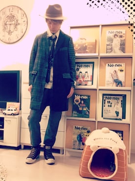 「ユナイテッドアローズ」｜「アイテム（チェスターコート）」を使った、hiro🐾さん（メンズ・178cm）の秋コーディネート