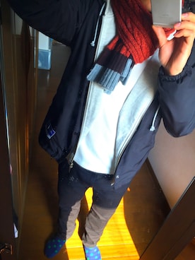 「COMME CA ISM（コムサイズム）のアイテム（Tシャツ/カットソー、ホワイト系）」を使った、ひろさん（メンズ・166cm）の冬コーディネート
