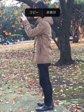 「HAMNETT（ハムネット）のアイテム（ダッフルコート）」を使った、25skeilさん（メンズ・173cm）の冬コーディネート