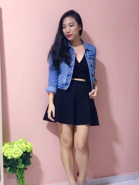 「skirt」｜「アイテム（デニムジャケット）」を使った、shelooksawayさん（レディース・158cm）の夏コーディネート