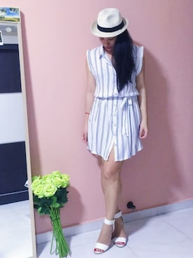 「cotton on（コットンオン）のアイテム（ワンピース、ホワイト系）」を使った、shelooksawayさん（レディース・158cm）の夏コーディネート