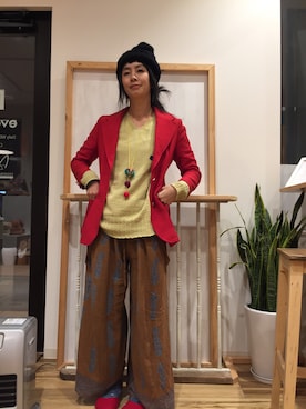 「ohta（オータ）のアイテム」を使った、アッコヤナセさん（レディース・162cm）の秋コーディネート