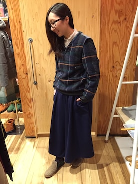 「ohta（オータ）のアイテム」を使った、アッコヤナセさん（レディース・162cm）の冬コーディネート