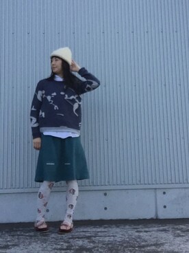 「雪だるま」｜アッコヤナセさん（レディース・163cm）の冬コーディネート