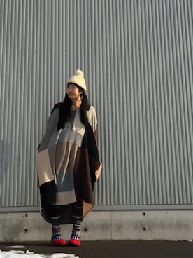 「アイテム（ソックス/靴下、その他）」を使った、アッコヤナセさん（レディース・162cm）の冬コーディネート