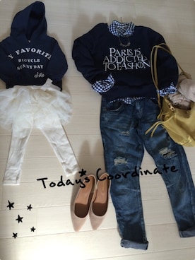 「スウェット×シャツ」｜りよこ＊さん（レディース・153cm）の春コーディネート