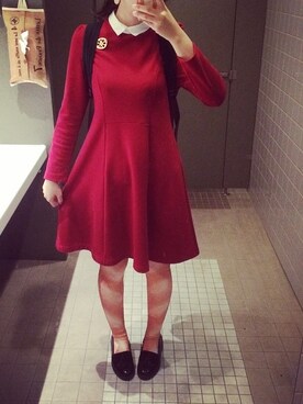 「アイテム（タイツ/ストッキング、オレンジ系）」を使った、もぐもぐもさん（レディース・162cm）の冬コーディネート