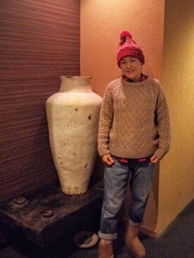 「アイテム（ニットキャップ/ビーニー）」を使った、じゅんさん（レディース・153cm・40代）の冬コーディネート