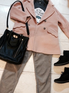 「アイテム（ピーコート、ピンク系）」を使った、yuuu＊さん（レディース・157cm）の冬コーディネート