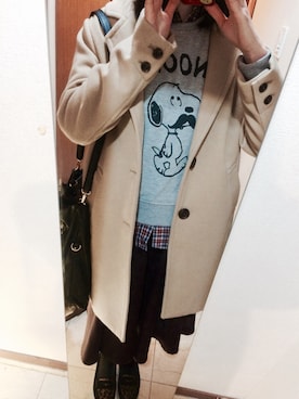 「スウェット×シャツ」｜「アイテム（チェスターコート）」を使った、yuuu＊さん（レディース・157cm）の冬コーディネート