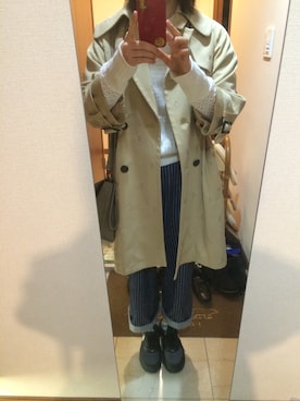 「dazzlin（ダズリン）の【dazzlin】ヨット総柄コート（トレンチコート、ベージュ系）」を使った、yuuu＊さん（レディース・157cm）の春コーディネート