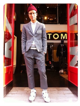 「TOMMY（トミー）のアイテム（ニットキャップ/ビーニー）」を使った、Carterさん（メンズ・183cm）の冬コーディネート