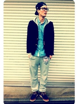 「TOMMY（トミー）のアイテム（テーラードジャケット）」を使った、Carterさん（メンズ・183cm）の冬コーディネート