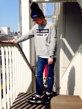 「TOMMY（トミー）のアイテム（ニットキャップ/ビーニー）」を使った、Carterさん（メンズ・183cm）の冬コーディネート