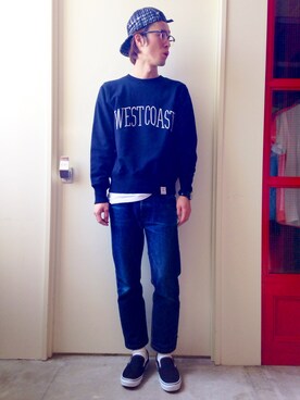 「TOMMY（トミー）のアイテム（スウェット）」を使った、Carterさん（メンズ・183cm）の冬コーディネート