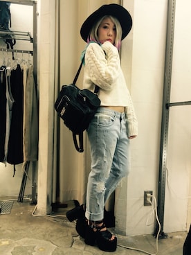 「UNIF（ユニフ）のアイテム（サンダル）」を使った、AIVERさん（レディース・159cm）の夏コーディネート