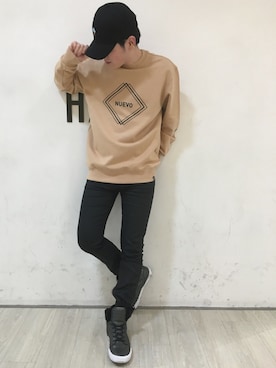 「CASPER JOHN AIVER（キャスパージョンアイバー）のアイテム（キャップ）」を使った、AIVERさん（メンズ・159cm）の冬コーディネート