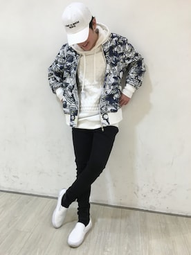 「CASPER JOHN AIVER（キャスパージョンアイバー）のアイテム（MA-1）」を使った、AIVERさん（メンズ・159cm）の春コーディネート