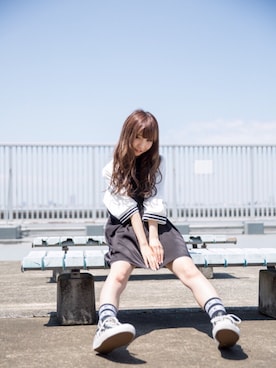 「CASPER JOHN AIVER（キャスパージョンアイバー）のアイテム」を使った、AIVERさん（レディース・159cm）の夏コーディネート