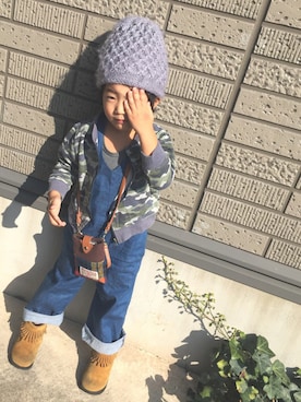 「ミカヅキモモコ（ミカヅキモモコ）のアイテム（帽子）」を使った、♡HIMARU♡さん（キッズ・100cm）の秋コーディネート