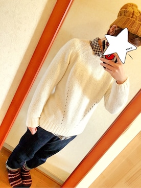 「テーパードデニム」｜ゆみねむさん（レディース・160cm）の冬コーディネート